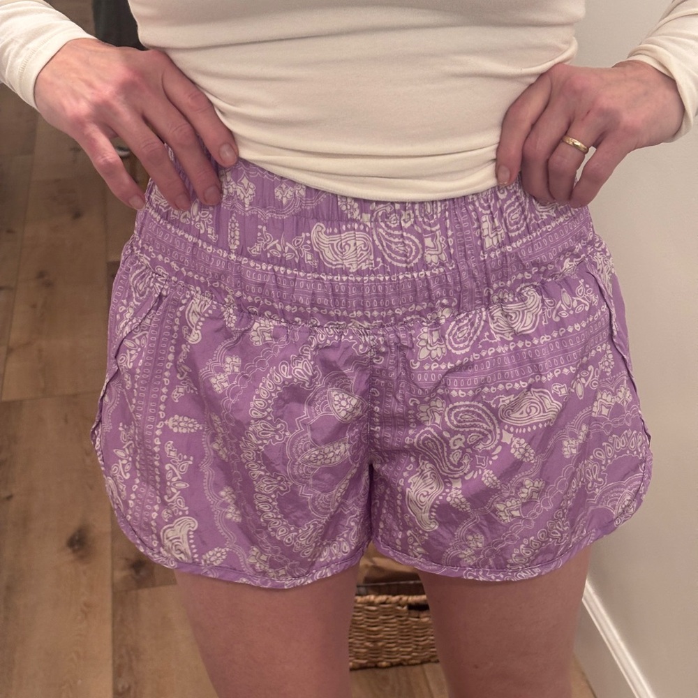 Free People Movement Light Purple Lavender Bandana Print Running Shorts